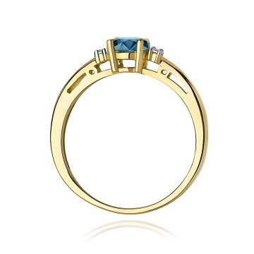 Inel Aur 9K cu Topaz London Blue 0.50 ct si Diamante Naturale 0.03 ct - Img 3