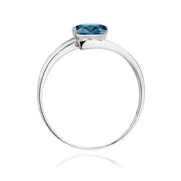 Inel Aur 9K cu Topaz London Blue 0.50 ct si Diamante Naturale 0.05 ct - Img 7