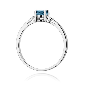 Inel Aur 9K cu Topaz London Blue 0.50 ct si Diamante Naturale 0.05 ct - Img 7