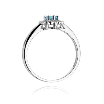 Inel Aur 9K cu Topaz London Blue 0.50 ct si Diamante Naturale 0.07 ct - Img 7