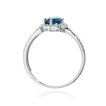 Inel Aur 9K cu Topaz London Blue 0.50 ct si Diamante Naturale 0.13 ct - Img 7