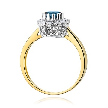 Inel Aur 9K cu Topaz London Blue 0.50 ct si Diamante Naturale 0.17 ct - Img 7