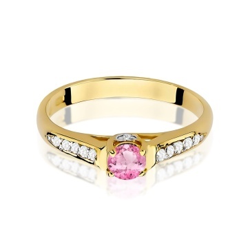 Inel Aur 9K cu Topaz Roz 0.30 ct si Diamante Naturale 0.10 ct - Img 2