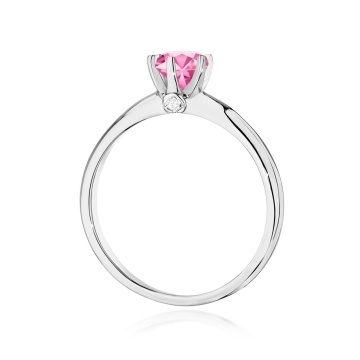 Inel Aur 9K cu Topaz Roz 0.60 ct si Diamante Naturale 0.04 ct - Img 3