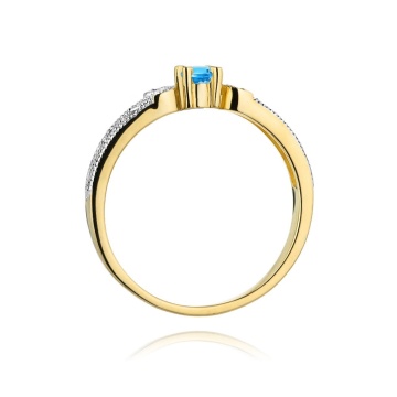 Inel Aur 9K cu Topaz Swiss 0.15 ct si Diamante Naturale 0.03 ct - Img 3