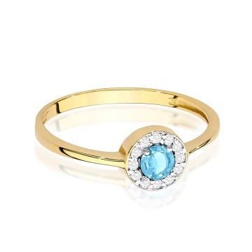 Inel Aur 9K cu Topaz Swiss 0.25 ct si Diamante Naturale 0.10 ct - Img 2