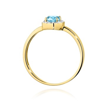Inel Aur 9K cu Topaz Swiss 0.50 ct si Diamante Naturale 0.08 ct - Img 3
