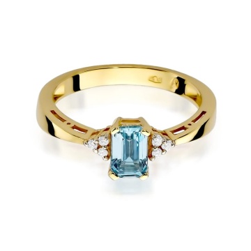 Inel Aur 9K cu Topaz Swiss 0.65 ct si Diamante Naturale 0.03 ct - Img 2