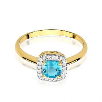 Inel Aur 9K cu Topaz Swiss 0.70 ct si Diamante Naturale 0.10 ct - Img 2