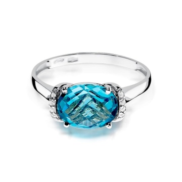 Inel Aur 9K cu Topaz Swiss 1.70 ct si Diamante Naturale 0.04 ct - Img 6