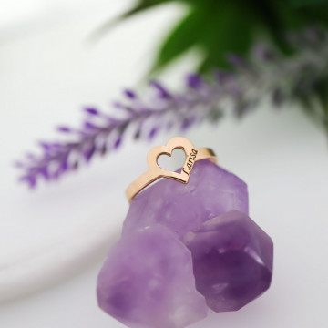 Inel cu inimioara personalizabila din aur 14k - Img 3