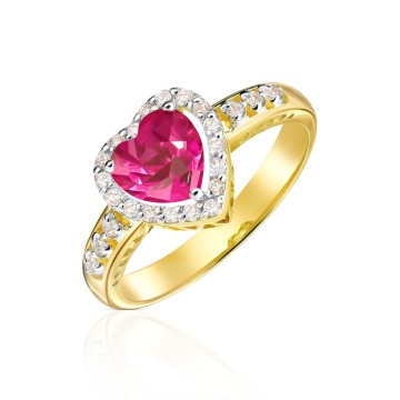 Inel de logodnă Aur 8K cu piatra in forma de inima - Img 3