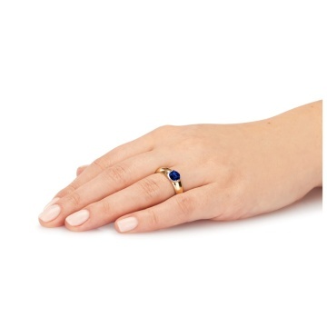 Inel din Aur 8K cu Piatră Mare de Safir Albastru - Img 4