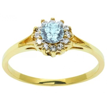 Inel elegant cu flori din aur, albastru pr. 333 2.1455a - Img 2
