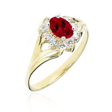 Inel Elegant din Aur 8K cu Zirconii Roz Închis, Mărimea 6 x 4 mm - Img 5