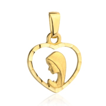 Medalion Inima Aur 14k cu Maica Domnului - Img 2