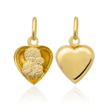 Medalion Inima Aur 14k cu Maica Sfanta si Iisus Hristos - Img 2