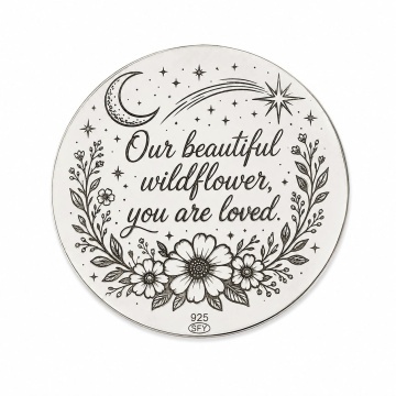 Moneda 3cm din Argint 925 pentru Botez - Wildflower & Constellation