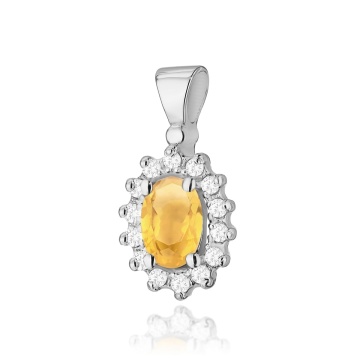 Pandantiv Aur 14K cu Citrin 0.60 ct si Diamante Naturale 0.12 ct