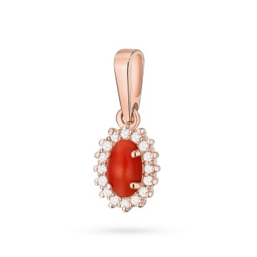 Pandantiv Aur 14K cu Coral 0.20 ct si Diamante Naturale 0.08 ct - Img 5