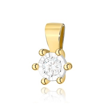 Pandantiv Aur 14K cu Diamant Natural 0.08 ct