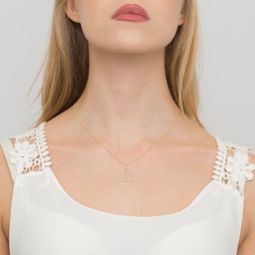 Pandantiv Aur 14K cu Diamante Naturale 0.01 ct - Img 2