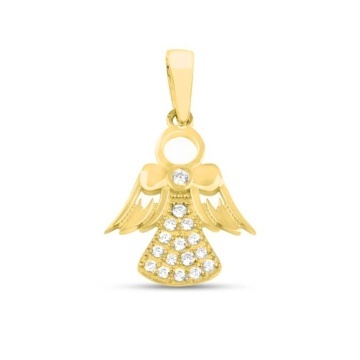 Pandantiv Aur 14k cu Ingeras si Zirconii Albe - Img 2