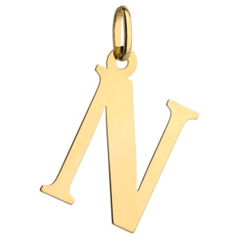 Pandantiv Aur 14K cu Litera N, 24x14 mm - Img 2