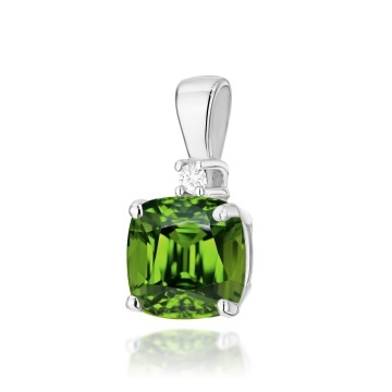 Pandantiv Aur 14K cu Peridot 1.00 ct si Diamant Natural 0.01 ct - Img 2