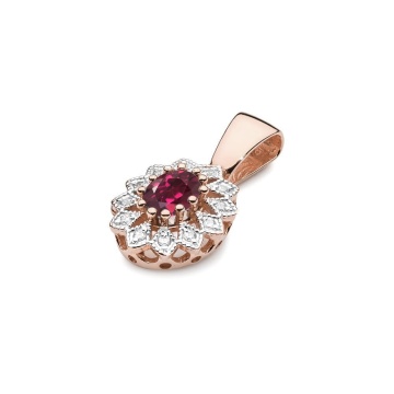 Pandantiv Aur 14K cu Rhodolite 0.50 ct si Diamante Naturale 0.10 ct - Img 4