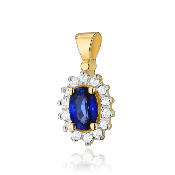 Pandantiv Aur 14K cu Safir 0.70 ct si Diamante Naturale 0.12 ct - Img 4