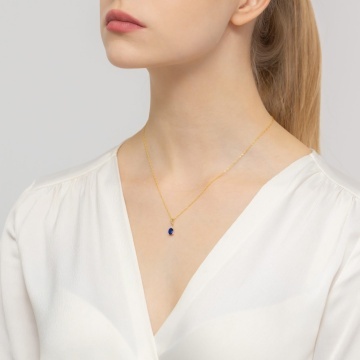 Pandantiv Aur 14K cu Safir 0.90 ct si Diamante Naturale 0.03 ct - Img 3