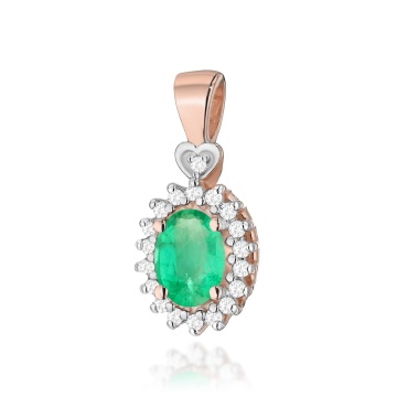 Pandantiv Aur 14K cu Smarald 0.40 ct si Diamante Naturale 0.10 ct - Img 5