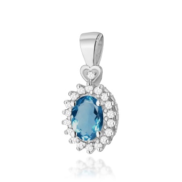 Pandantiv Aur 14K cu Topaz London Blue 0.50 ct si Diamante Naturale 0.10 ct - Img 3