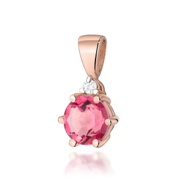 Pandantiv Aur 14K cu Topaz Roz 0.60 ct si Diamant Natural 0.01 ct - Img 4