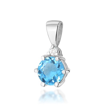 Pandantiv Aur 14K cu Topaz Swiss 0.50 ct si Diamant Natural 0.01 ct - Img 5
