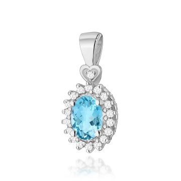 Pandantiv Aur 14K cu Topaz Swiss 0.50 ct si Diamante Naturale 0.10 ct - Img 2