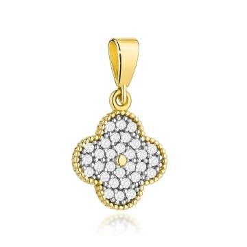 Pandantiv Aur 14K Koniczynka Decorat cu Zirconiu