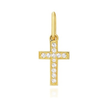 Pandantiv Cruciuliță Aur 8K cu Zirconiu - Eleganță Divină - Img 3