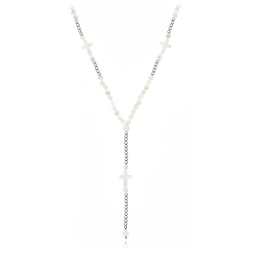 Rozariu din Sidef Natural si Argint 925