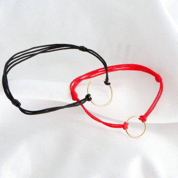 Set 2 bratari pentru cupluri Circle of Love din aur 14K - Img 2