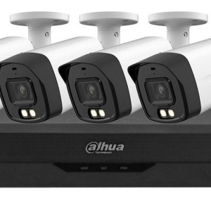 Sistem de supraveghere Dahua, 4 camere 5MP, IR 40m, Microfon, DVR 4 canale 8MP WizSense, DHI-4X1500TLMIL