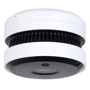 Cameră IP Dahua HY-SAV849HA-E 5MP (2K) cu Detector de Fum Încorporat, AI, Lentilă Panoramica 2mm, IR 20m, PoE, Audio Bidirecțional