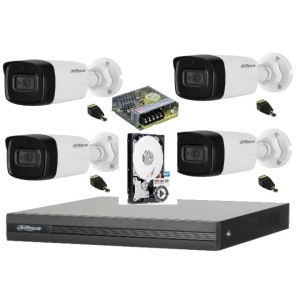 Sistem de supraveghere Dahua DH-4CEXT80MA-5MP HDCVI cu 4 camere de exterior de 5MP, lentila 3.6mm, infrarosu 80m,Hdd 1Tb segate