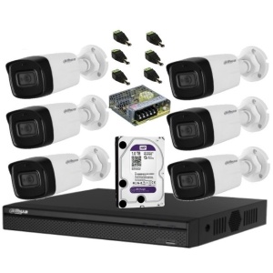 Sistem 6 camere de supraveghere 5 MP Dahua DH-6CEXT80MA-5MP HDCVI ,lentila 3.6mm, IR 80m
