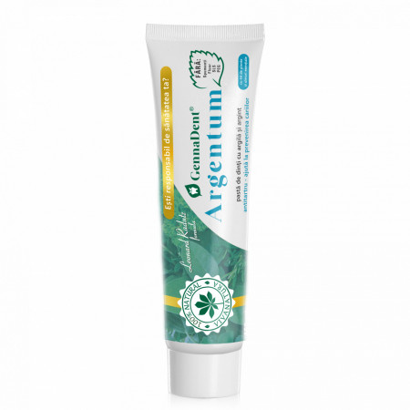 GennaDent Argentum - pasta de dinti naturala 100% cu argila si argint, fara fluor, 150 ml - Leonard Radutz formula - VivaNatura