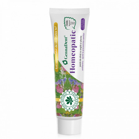 GennaDent Homeopatic - pasta de dinti naturala 100 % cu argila si plante, fara fluor, 150 ml - Leonard Radutz formula - VivaNatura