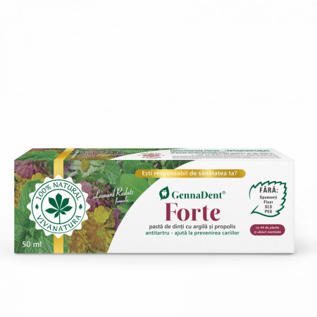 GennaDent Forte - pasta de dinti naturala cu argila si propolis, fara fluor, 50 ml - Leonard Radutz formula - VivaNatura