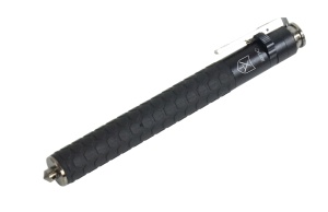 Baston telescopic profesional autoaparare 51 cm, deschidere automata, dispozitiv de spart geamuri, otel, 525 gr, Negru, 3 segmente, TELESCOPIKA - Img 1