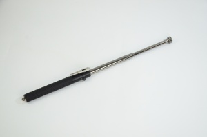 Baston telescopic profesional autoaparare 51 cm, deschidere automata, dispozitiv de spart geamuri, otel, 525 gr, Negru, 3 segmente, TELESCOPIKA - Img 2